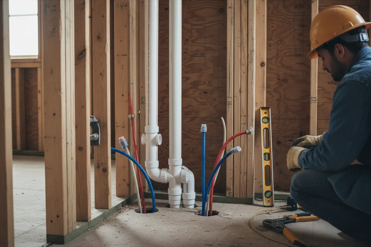 Drain and supply rough-in during Garbage Disposal Repair in Boonton