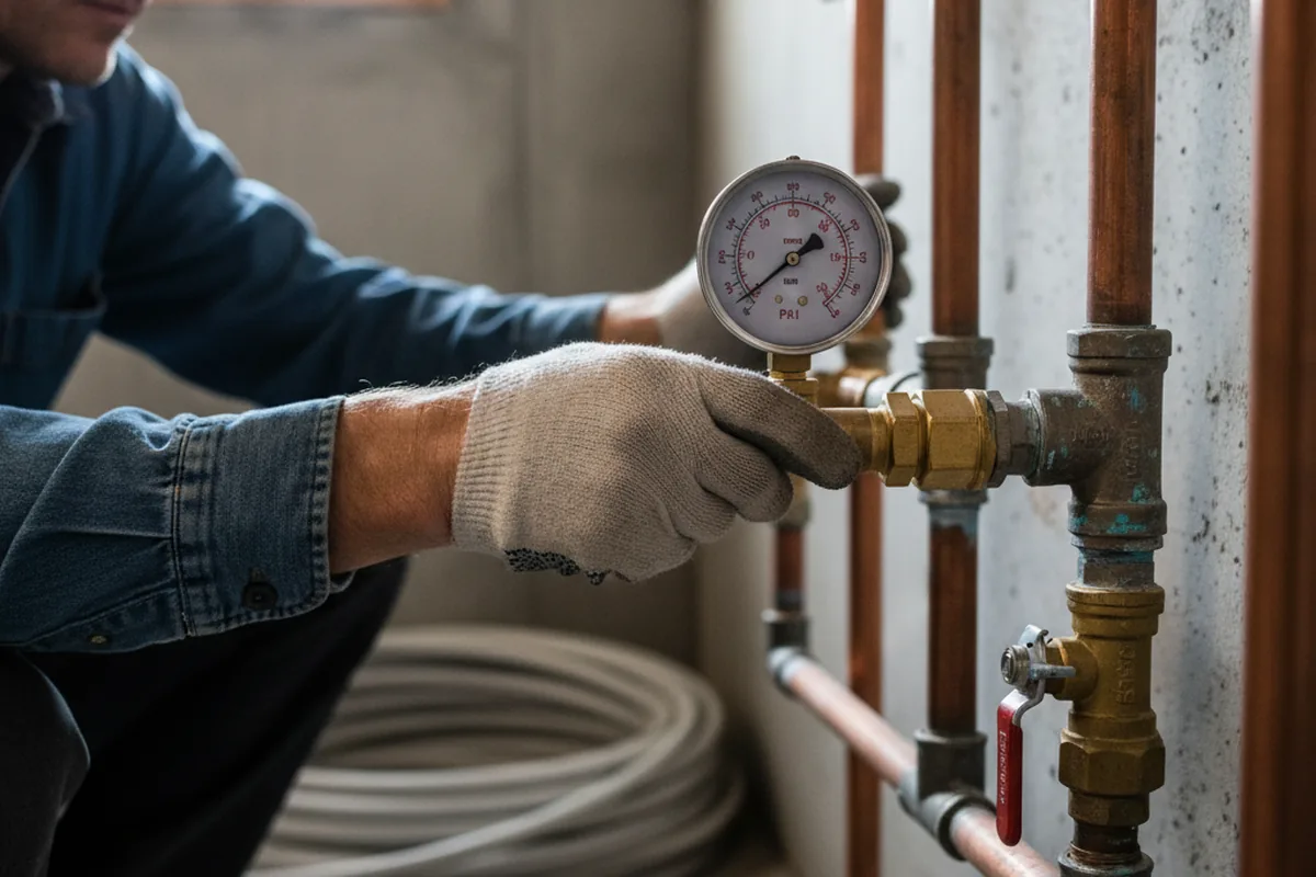 Pressure testing a repaired line during Water Line Repair in Boonton